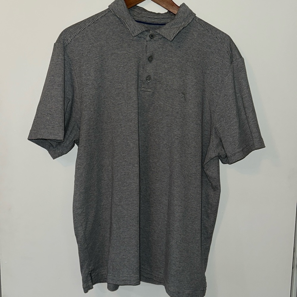 Tommy Bahama gray striped polo